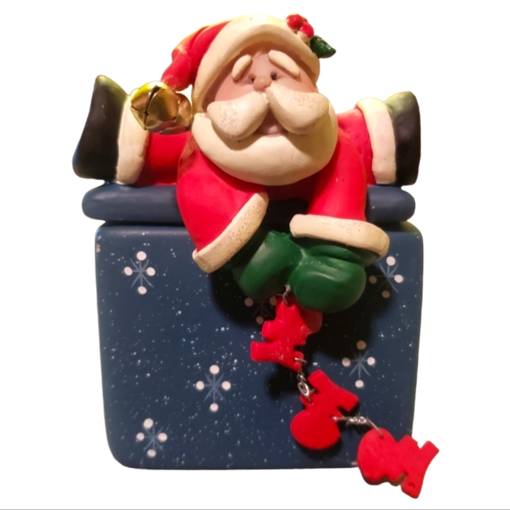 Vtg CMI/Henton Christmas Santa Candle/Trinket Box